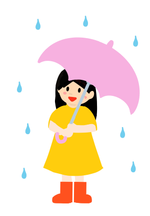 雨の日の女の子のイラスト たのさく