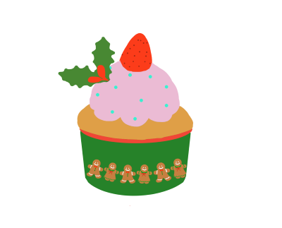 カップケーキのイラスト クリスマス ストロベリー たのさく